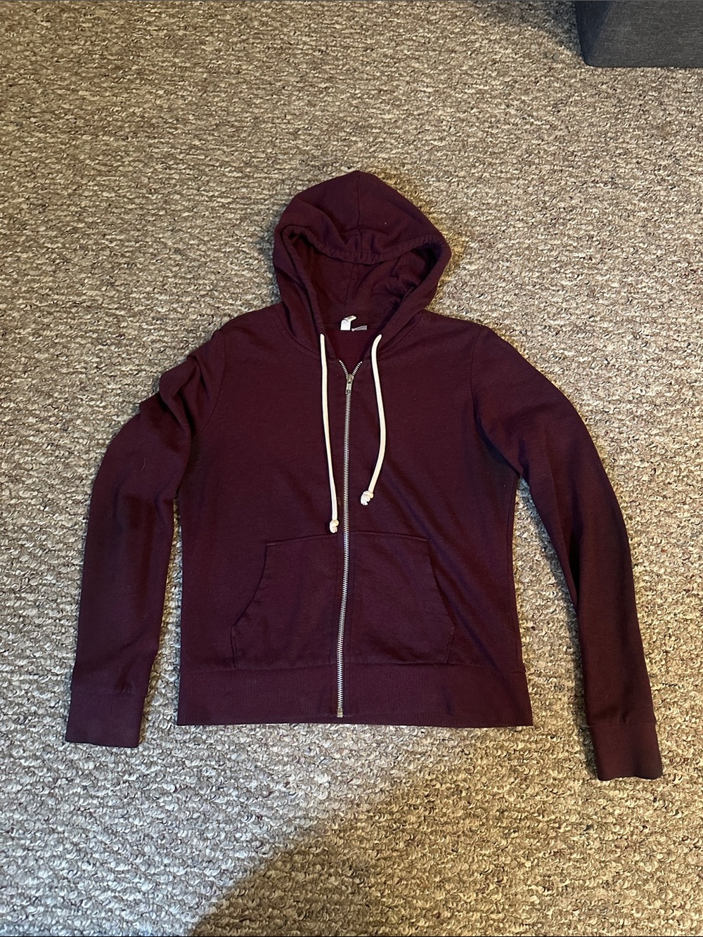 H&M Burgundy Basic Zip up Hoodie